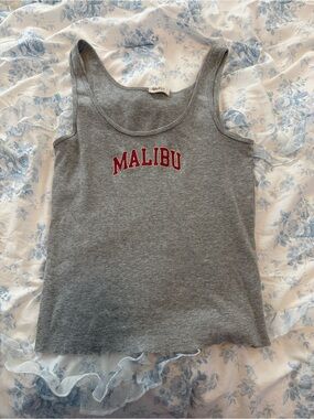 Brandy Melville Gray Crewneck Top with White Label